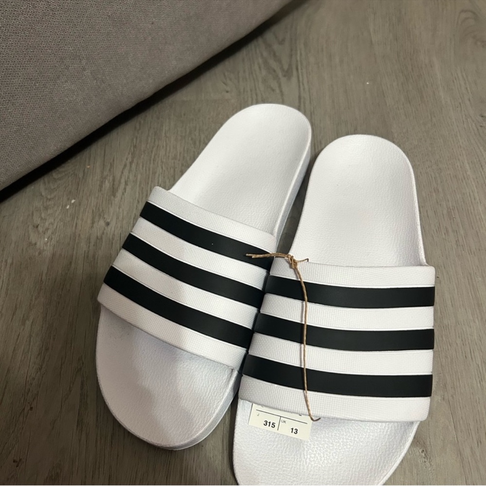 NWT Adidas Adilette Men’s Size 13 Black and White Slides